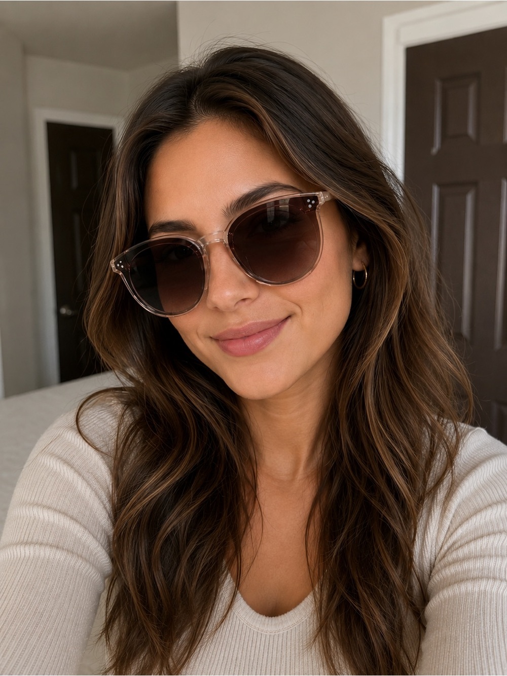 Brown & Gold Oversized Round Sunglasses